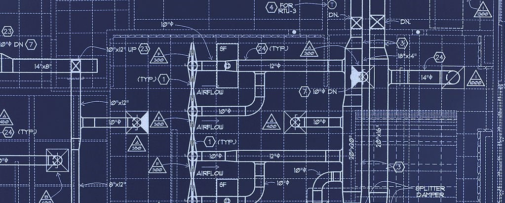 hvac drawings on a blueprint paper.